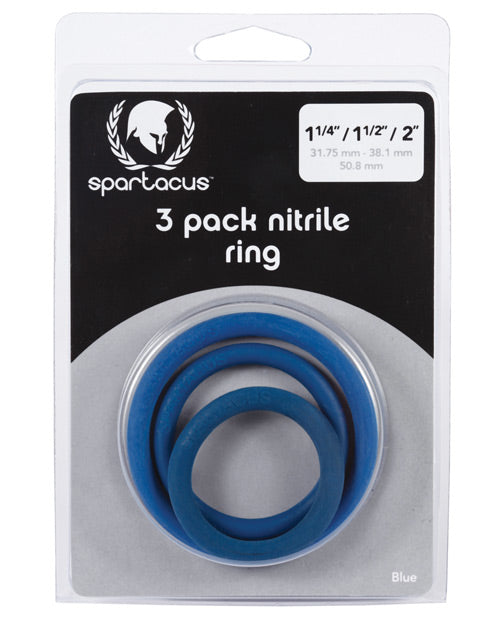 Spartacus Nitrile Cock Ring Set - Blue Pack of 3