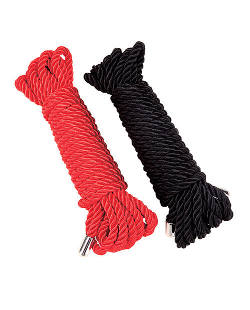 WhipSmart Heartbreaker Satin BDSM Rope - Black/Red Set of 2