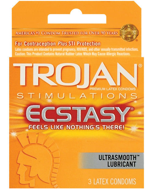 Trojan Ultra Ribbed Ecstasy Condoms - Box of 3