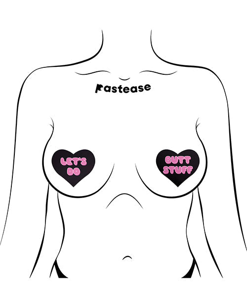 Pastease Premium Heart Let's Do Butt Stuff - Black/Pink O/S