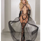 Private Dancer Gartered Teddy w/Thigh High Stocking & Detachable Train Black MD