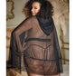 Allure Lace & Mesh Cape w/Attached Waist Belt (G-String NOT included) Black QN