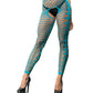 Beverly Hills Naughty Girl Crotchless Front Mesh & Side Design Leggings Turquoise O/S