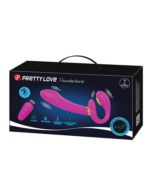 Pretty Love Thunderbird Electrostim & Vibrating Strapless Strap On - Fuchsia