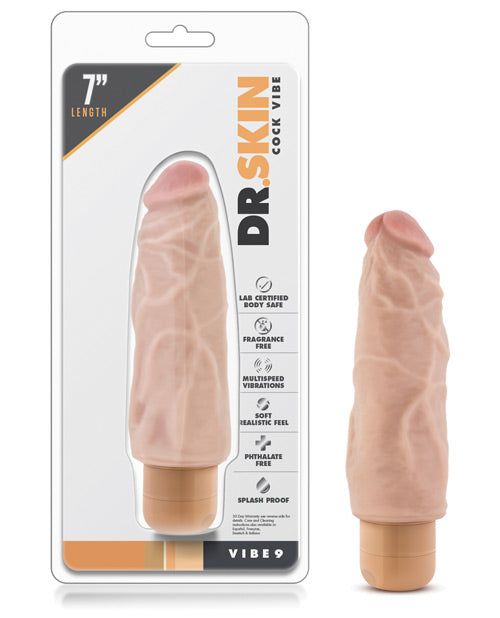 Blush Dr Skin Vibrating Dildo | 7" Big Dildo #9 | Throbbing Beige Realistic Dildo | Best Vibrator for Women