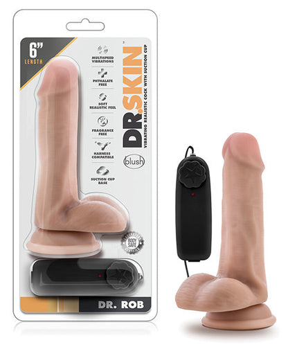 Blush Dr Rob Vibrating Dildo | 6" Big Dildo |  Vanilla Suction Cup Dildo