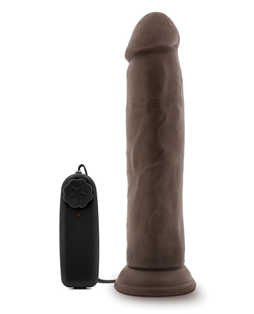 Blush Throb Vibrating Dildo | 9.5" Big Dildo | Chocolate Suction Cup Dildo