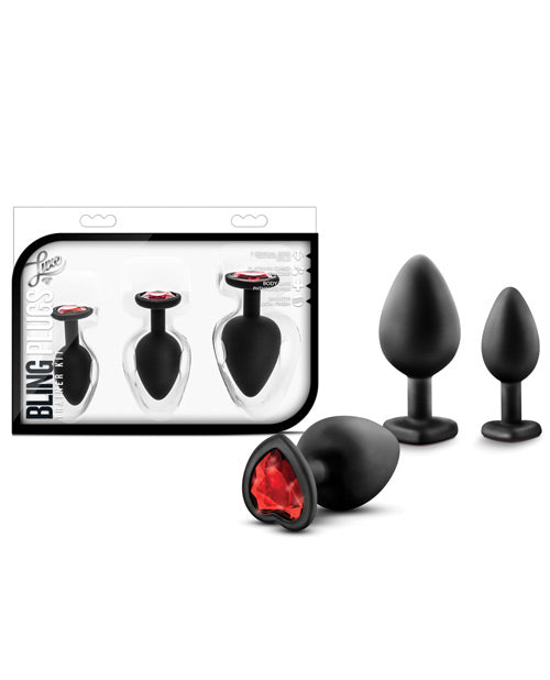 Blush Luxe Bling Plugs Training Kit - Black w/Red Gems