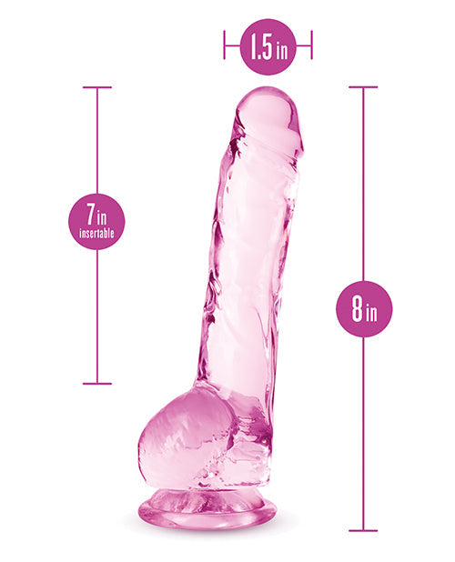 Blush 8" Big Dildo | Crystalline Rose Large Dildo | Suction Cup Dildo | Best Dildo