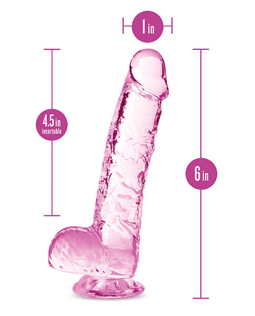 Blush Large Dildo | Rose 6" Big Dildo | Crystalline Dildo Suction Cup Dildo | Best Dildo