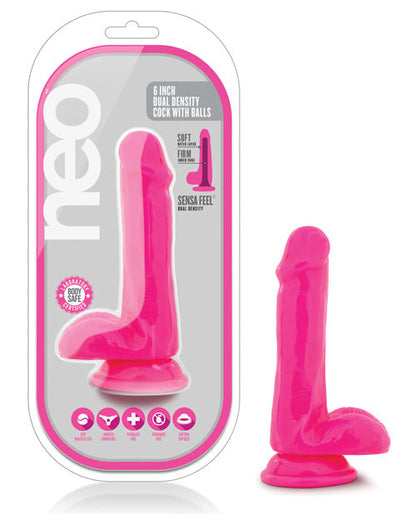 Blush Neo 6" Big Dildo | Dual Large Dildo with Balls | Pink Suction Cup Dildo | Best Dildo