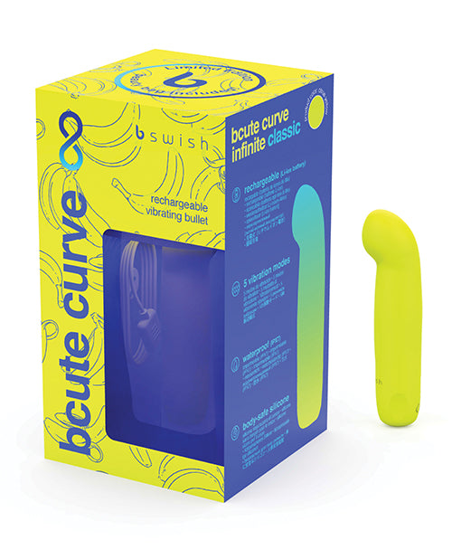 Bcute Curve G Spot Vibrator | Infinite Classic Clit Vibrator | Citrus Yellow Silicone | Best Vibrator for Women