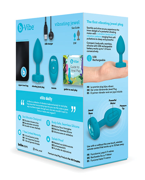 B-Vibe Remote Control Vibrating Jewel Plug (S/M) - Teal