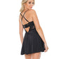 Scallop Stretch Lace & Microfiber Inner Bra Babydoll Black MD