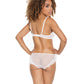 Stretch Mesh Ruffled Crotchless Teddy White LG