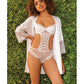 Stretch Mesh Ruffled Crotchless Teddy White LG