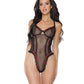 Stretch Mesh Underwire Teddy w/Ribbon Detail Black Medium