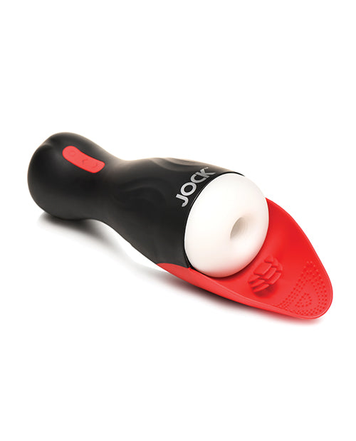 Curve Toys Jock Sucking & Vibrating Masturbator - Black/Red