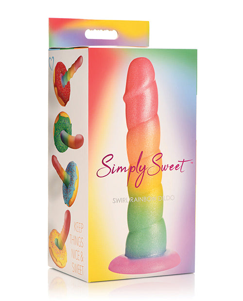 Curve Toys Large Dildo | Simply Sweet 6.5" Big Dildo | Swirl Rainbow Suction Cup Dildo