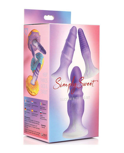 Curve Toys Simply Sweet Silicone Butt Plug Set - Purple