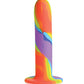 Curve Toys Large Dildo | Rainbow Silicone Realistic Dildo | Suction Cup Dildo