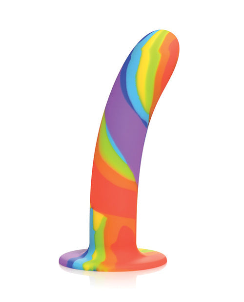 Curve Toys Large Dildo | Rainbow Silicone Realistic Dildo | Suction Cup Dildo