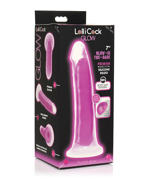 Curve Toys Large Dildo | Purple 7" Big Dildo | Glow In The Dark Silicone Suction Cup Dildo