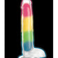 Curve Toys Large Dildo | 7" Big Dildo with Balls | Glow In The Dark Silicone Rainbow Suction Cup Dildo