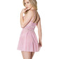 Crystal Pink Babydoll w/Lightly Padded Cups & Thong Pink/Silver LG