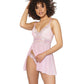 Crystal Pink Babydoll w/Lightly Padded Cups & Thong Pink/Silver LG