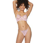 Crystal Pink Underwire Bra & G-String Pink/Silver MD