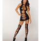 Seamless Opaque Halter Garter Dress w/Attached Thigh Highs - Black O/S