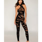 Asymmetrical Knitted Bodystocking w/Slash Design - Black O/S