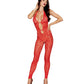 Leopard Pattern Seamless Bodystocking w/Gold Details - Red O/S