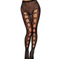 Fishnet Pantyhose w/Back Seam & Satin Bows - Black O/S