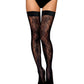 Stretch Lace Seamless Stay-Up Thigh High Stockings - Black O/S