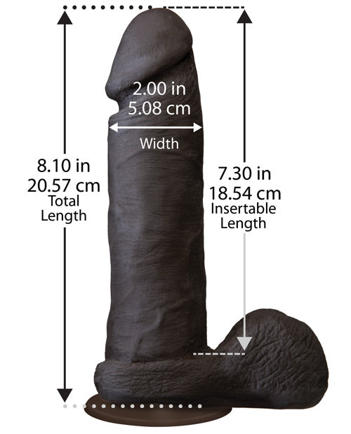 Realistic 8" Big Black Dildo | Ultraskyn Suction Cup Dildo with Balls | Brown Realistic Dildo