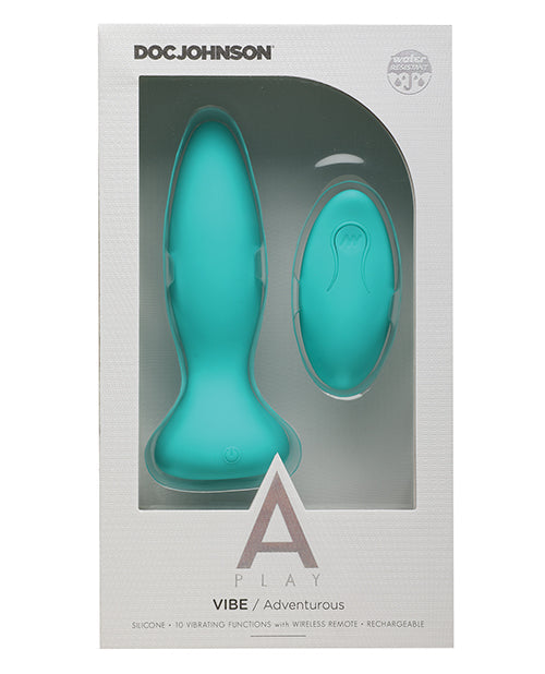 A Play Rechargeable Silicone Adventurous Anal Plug w/Remote - Teal