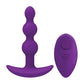 A Play Beaded Rechargeable Silicone Anal Plug w/Remote - Purple