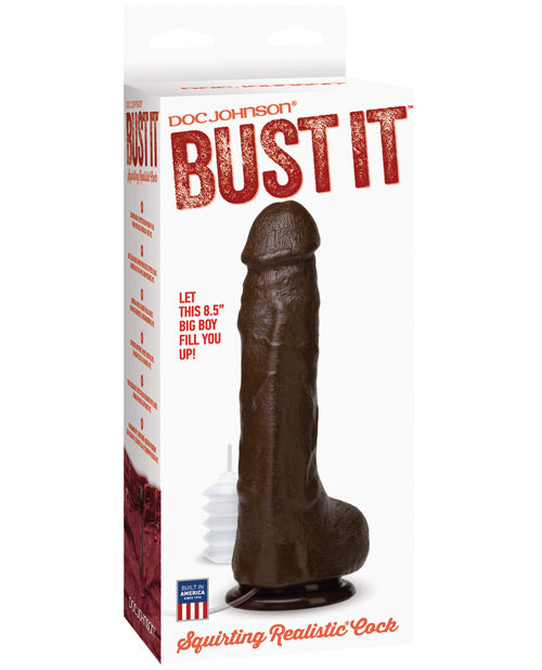 Bust It Squirting Dildo | Realistic Dildo with 1 oz Nut Butter | Big Black Dildo