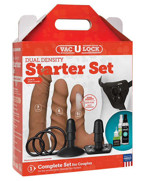 Vac-U-Lock Realistic Dildo | Dual Density Strap On Dildo Starter Set | Caramel Big Dildos