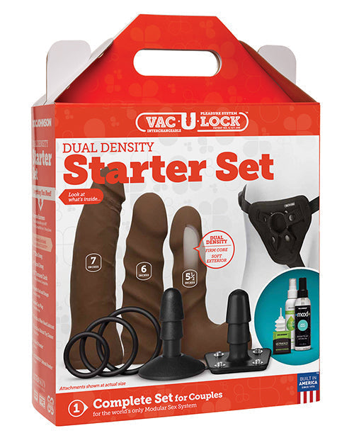 Vac-U-Lock Realistic Dildos | Dual Density Strap On Dildo Starter Set | Chocolate Big Dildos