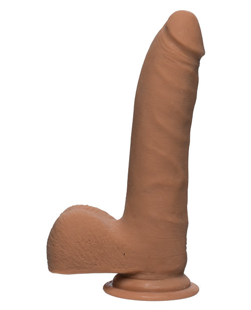 Doc Johnson Realistic Dildo | 7" Big Dildo | Slim Large Dildo with Balls | Caramel Basic Dildo