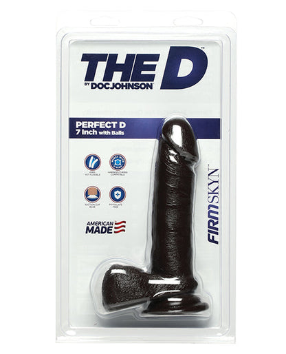 Doc Johnson Realistic Dildo | 7" Big Dildo | Perfect D Large Dildo with Balls | Chocolate Basic Dildo