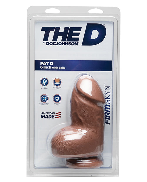 Doc Johnson D 6" Big Dildo | Fat Realistic Dildo with Balls | Caramel Suction Cup Dildo