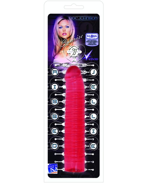 Vivid 7" Big Dildo | Sunrise Pink Dildo | Ribbed Large Dildo | Jelly Basic Dildo with Penis Head