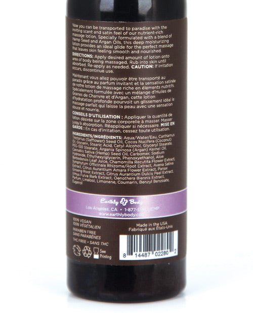 Earthly Body Hemp Seed Massage Lotion - 2 oz Lavender