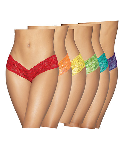 6 pc Low Rise Neon Pride Panty Pack Asst. Colors O/S