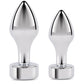 Gemsations 2 pc 3.25" & 3.7" Tapered Bling Bling Metal Butt Plug Training Set - Silver