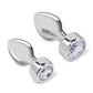 Gemsations 2 pc 3.25" & 3.7" Tapered Bling Bling Metal Butt Plug Training Set - Silver